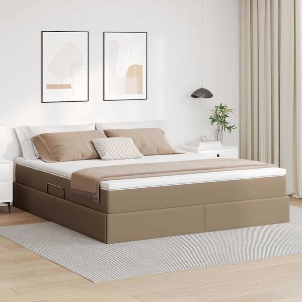 vidaXL Opslag bed met matras Cappuccino 180 x 200 cm Nep Leer