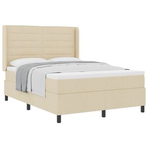 vidaXL Boxspring bed met matras met hoofdeinde Cr&egrave;me 160 x 200 cm Stof