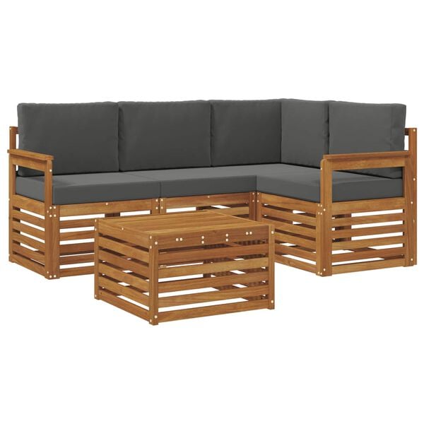 vidaXL Meubelsets 5 pcs Natuurlijk en Antraciet Bewerkt hout
