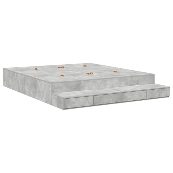 vidaXL Opbergbedframe met lade Beton Grijs 200 cm Bewerkt hout