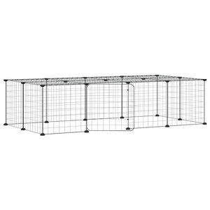 vidaXL Huisdierenkooi met deur 20 panelen 140x70x35 cm staal zwart