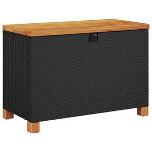 vidaXL Tuinbox 80x40x48 cm poly rattan en acaciahout zwart
