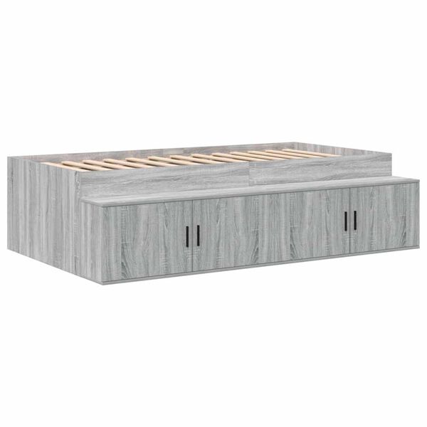 vidaXL Bedframe met lade Grijs Sonoma 100 x 200 cm Bewerkt hout