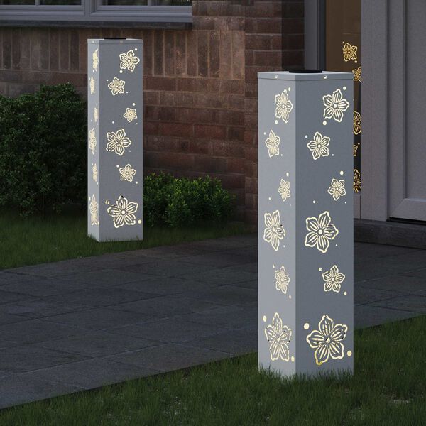 vidaXL Solar LED Pad Licht 2 pcs Wit Koudgewalst staal