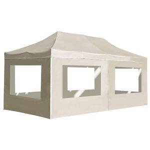 vidaXL Partytent inklapbaar met wanden 6x3 m aluminium cr&egrave;me