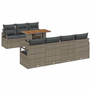 vidaXL Tuin Sofa Set met opslag 8 pcs Grijs Poly riet