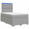 vidaXL LED Boxspring Bed met Matras Lichtgrijs 120 x 200 cm Stof
