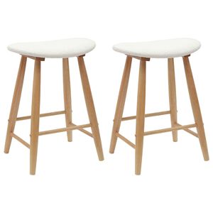 vidaXL Eettafelstoelen 2 st Massief Rubberhout Naturel 46 x 37 x 63 cm