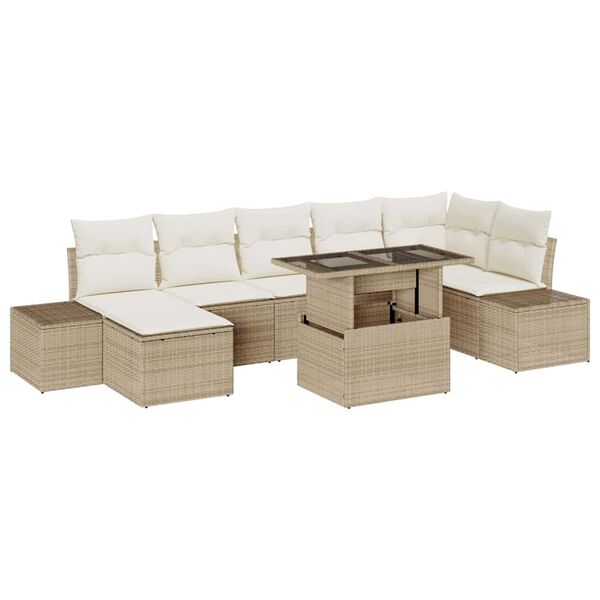 vidaXL Tuin Sofa Set met kussen 8 pcs beige en cr&egrave;mekleurig