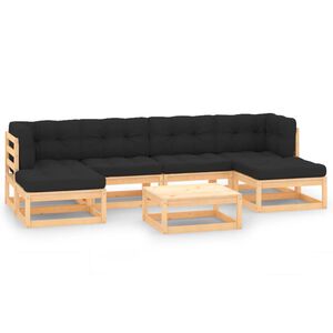 vidaXL 7-delige Loungeset met antracietkleurige kussens grenenhout