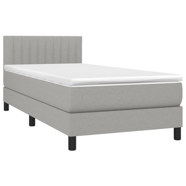 vidaXL Boxspring met matras en LED stof lichtgrijs 100x200 cm