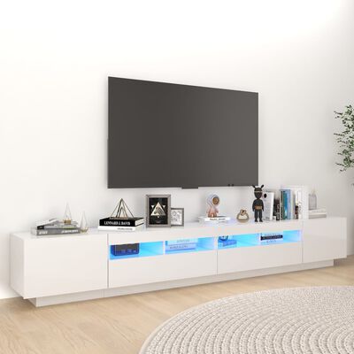 verdrietig thuis storting vidaXL Tv-meubel met LED-verlichting 260x35x40 cm hoogglans wit kopen? |  vidaXL.nl