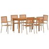 vidaXL Tuin eettafelset 7 pcs Beige Massief Acaciahout
