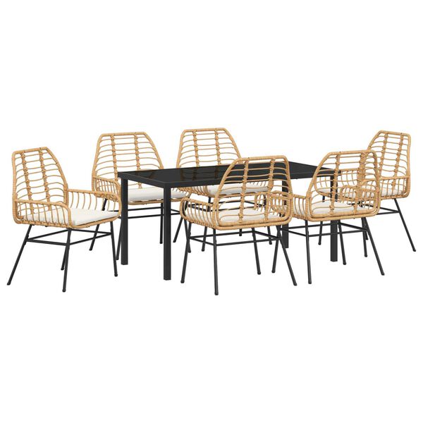 vidaXL Tuin Eetset 7 pcs Bruin poly rattan