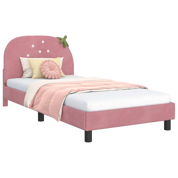 vidaXL Bedframe voor kinderen met hoofdbord Roze 80 x 200 cm Fluweel