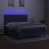 vidaXL Boxspring met matras en LED stof blauw 180x200 cm