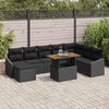 vidaXL Tuin Eetset met kussen 9 pcs Zwart en Bruin