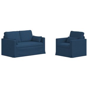 vidaXL Bankstel 2 pcs Blauw 139 x 78 x 80 cm Stof
