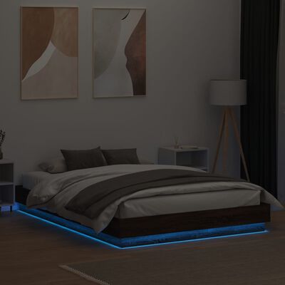 vidaXL Bedframe met LED-verlichting bruin eikenkleurig 160x200 cm