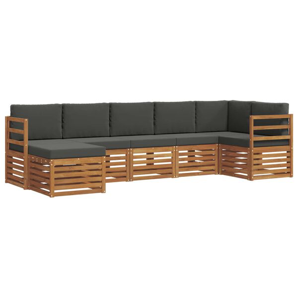 vidaXL Sofa-Sets 7 pcs Natuurlijk en Antraciet Massief Acaciahout