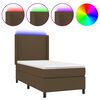 vidaXL Boxspring met matras en LED stof donkerbruin 100x200 cm