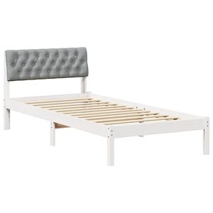 vidaXL Bedframe Wit en lichtgrijs 90 x 190 cm Massief grenenhout