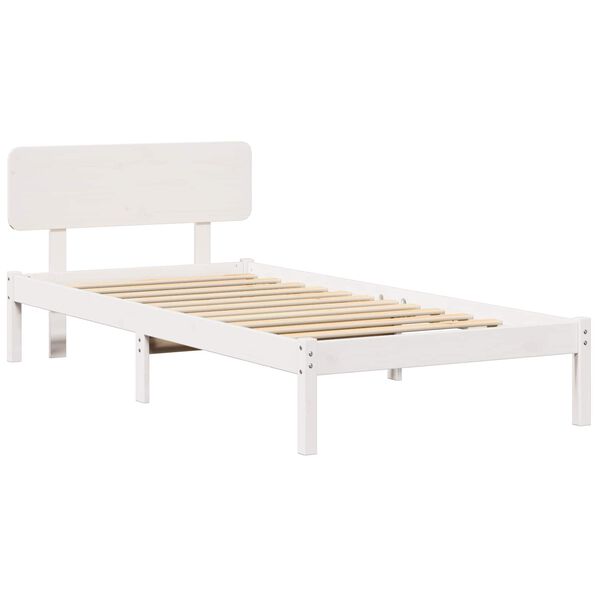 vidaXL Bedframe met hoofdeinde Wit 75 x 190 cm Massief grenenhout