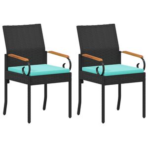 vidaXL Tuinstoelen 2 pcs Zwart en Turquoise Poly rattan en acacia