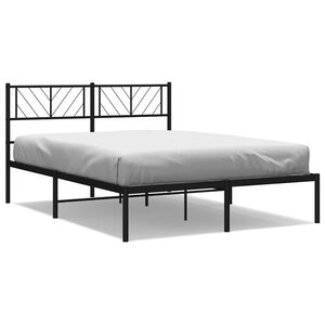 vidaXL Bedframe met hoofdbord metaal zwart 135x190 cm