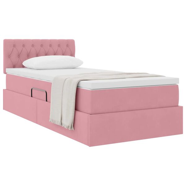 vidaXL Opslag bed met matras met hoofdeinde Roze 90 x 190 cm Fluweel