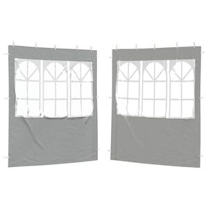 vidaXL Party Tent Zijwand 2 st 200 x 195 cm Lichtgrijs PE en staal