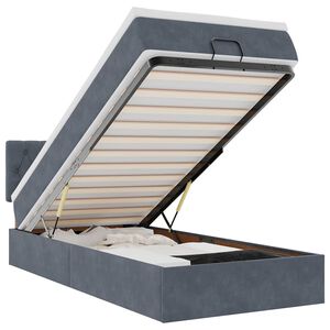 vidaXL Ottoman bed met matras en LED's 90x200cm fluweel donkergrijs