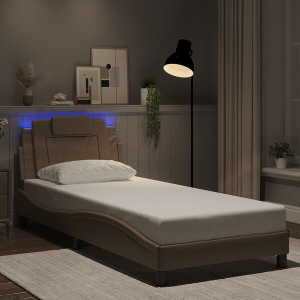 vidaXL Bedframe "Viana" met LED zonder matras cappuccino 90x190 cm