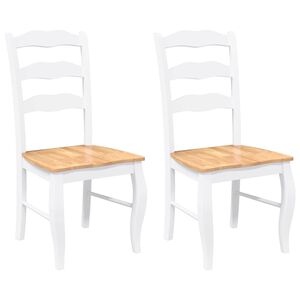 vidaXL Eetkamerstoelen 2 stuks Wit Massief Hout Rubber