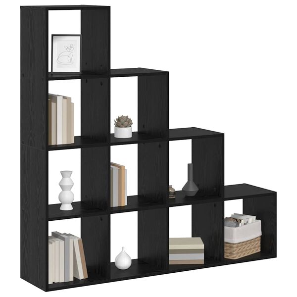 vidaXL Kamerscherm Boekenkast Zwart Eiken 131,5 x 29 x 131,5 cm