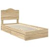 vidaXL Opslag bed met hoofdeinde Sonoma Eiken 75 x 190 cm Bewerkt hout