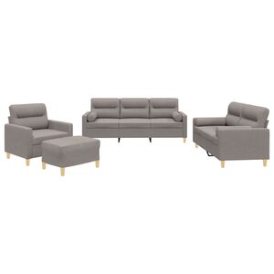 vidaXL 4-delige Loungeset met kussens stof taupe