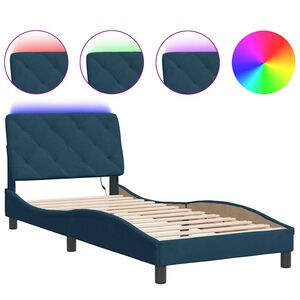 vidaXL Bedframe met LED zonder matras fluweel blauw 80x200 cm