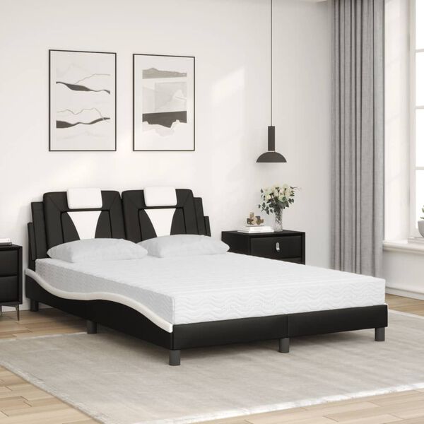 vidaXL Bed "Viana" met matras kunstleer zwart en wit 140x200 cm