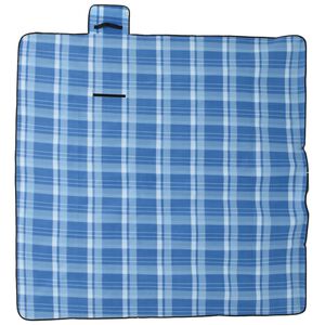 vidaXL Picknickkleed opvouwbaar geruit 200x200 cm fluweel blauw