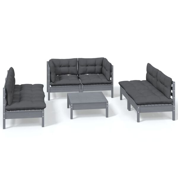 vidaXL 7-delige Loungeset met kussens massief grenenhout