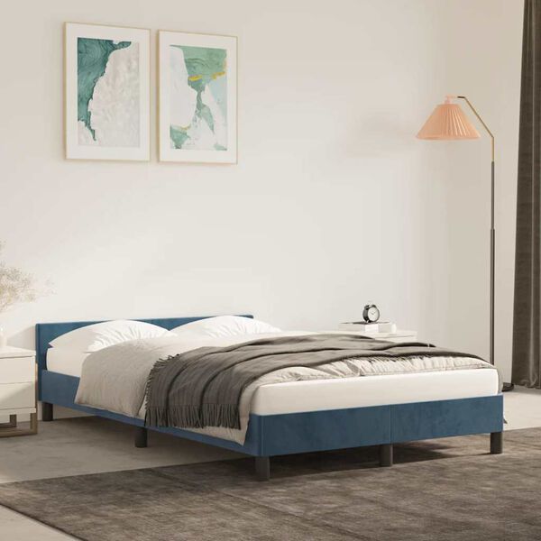 vidaXL Bedframe zonder matras 120x200 cm fluweel donkerblauw