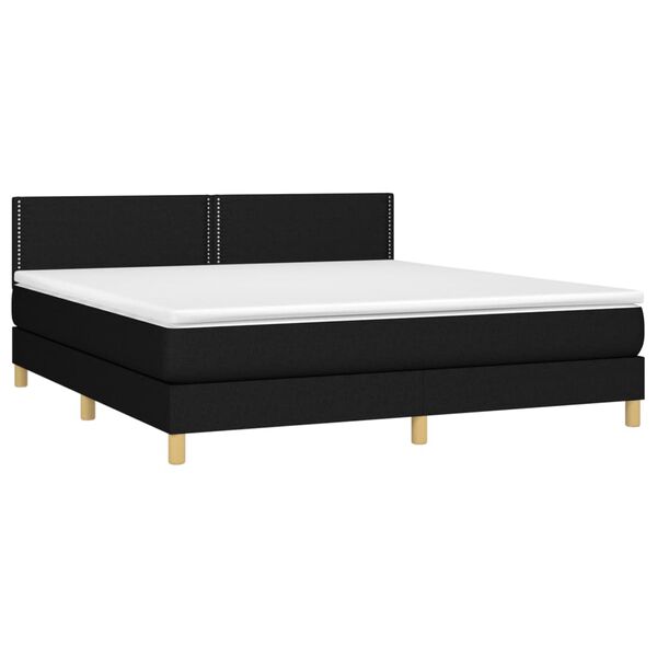 vidaXL Boxspring met matras en LED stof zwart 180x200 cm