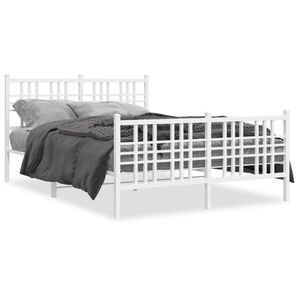 vidaXL Bedframe met hoofd- en voeteneinde metaal wit 120x200 cm