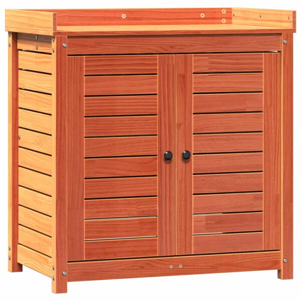 vidaXL Oppottafel met schappen 82,5x50x86,5 cm grenenhout bruin