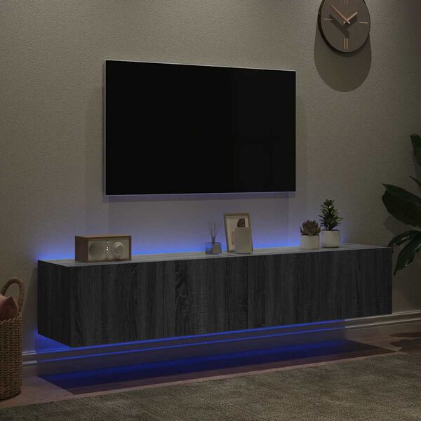 vidaXL Tv-wandmeubels met LED 2 st 80x35x31 cm grijs sonoma