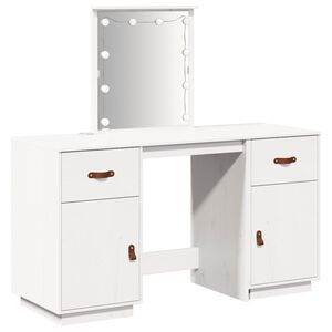 vidaXL Kaptafelset met LED massief grenenhout wit