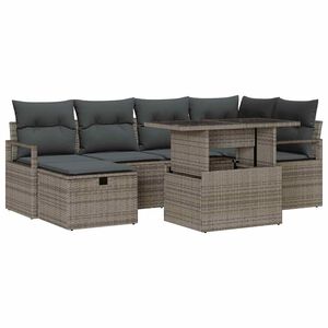 vidaXL Tuin Sofa Set met kussen met opslag 7 pcs Grijs Poly riet