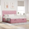 vidaXL Ottoman bed met matrassen en LED's 200x200cm fluweel roze