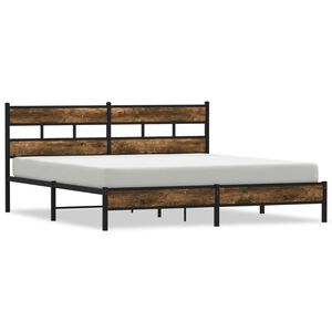 vidaXL Bedframe zonder matras metaal gerookt eikenkleurig 180x200 cm